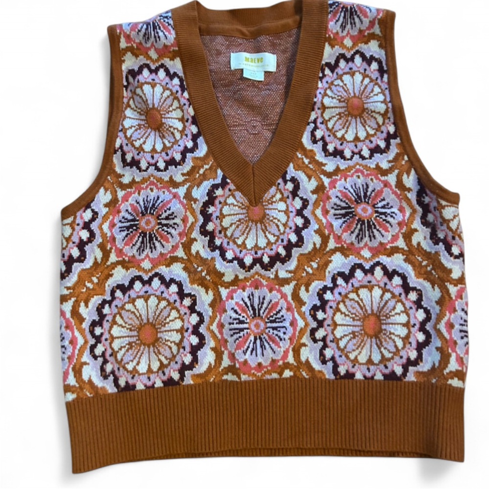 Anthropologie Rust and Pink Knit Vest